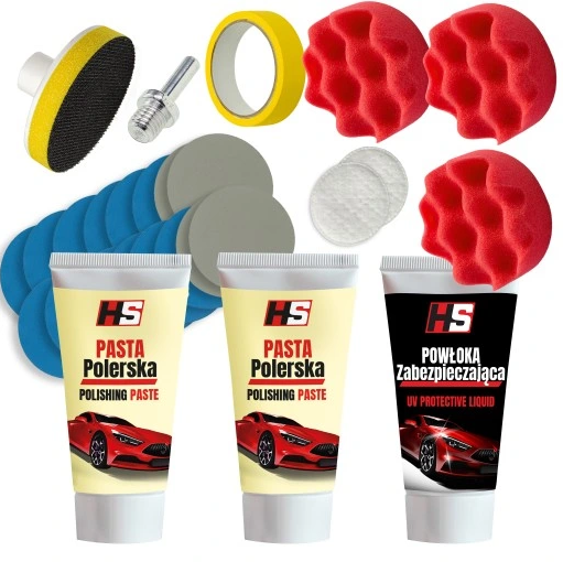 ZESTAW PASTA PAPIER DO POLEROWANIA REGENERACJI ODNOWY LAMP REFLEKTORÓW HS